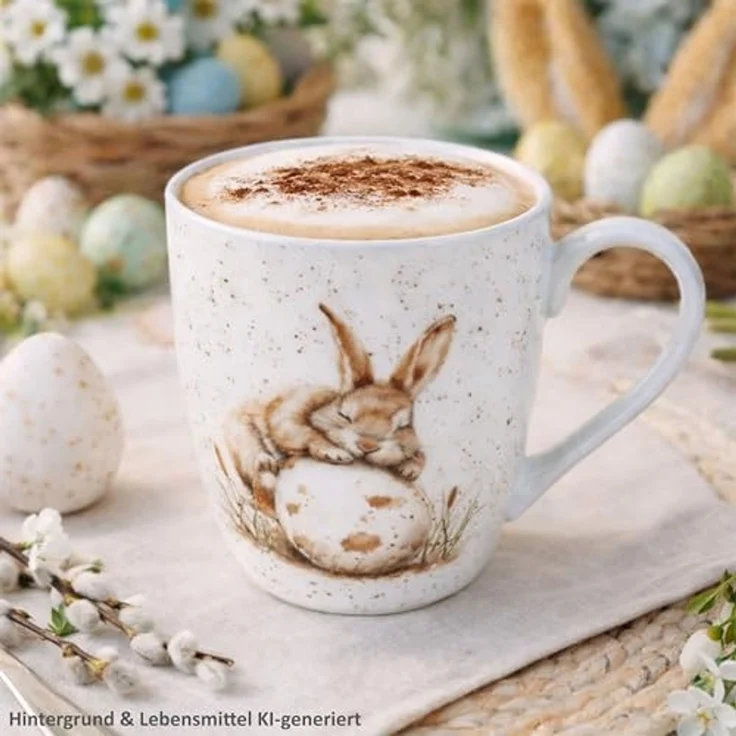Ritzenhoff & Breker Becher Ritzenhoff Jumbobecher Bunny weiß 400 ml Porzellan Hase Oster-Geschirr, Porzellan – Bild 3