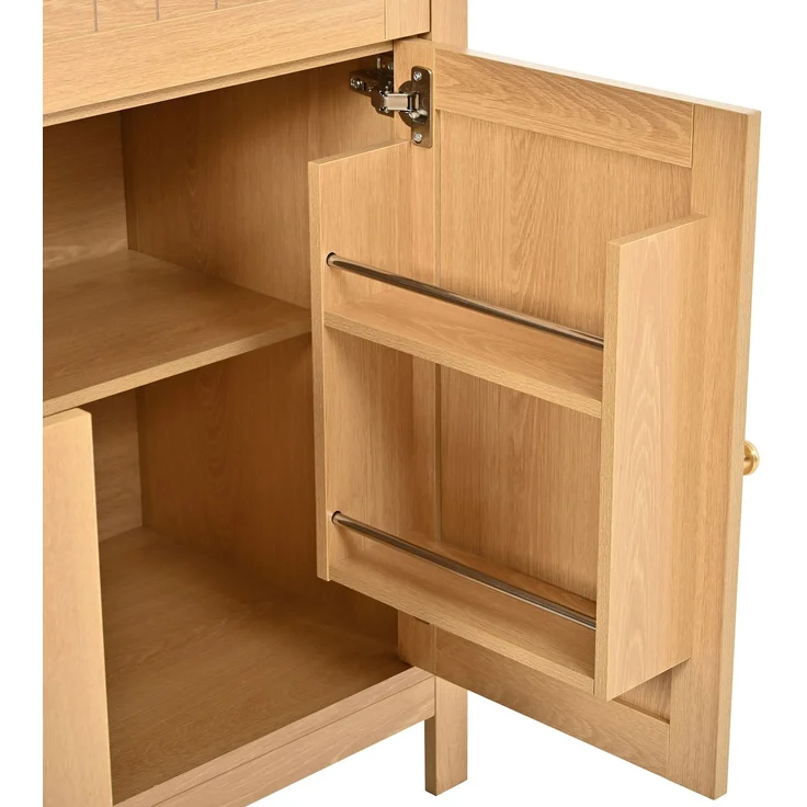ZUBALIYA Aufbewahrungsschrank, mit Schubladen, mit Stauraum, H 180 × T 40 × B 76 cm, Natur, MDF / Spanplatte – Bild 9