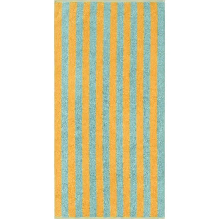 Cawö Handtuch Cawö Handtücher Bold Streifen mint/gelb, 100% Baumwolle