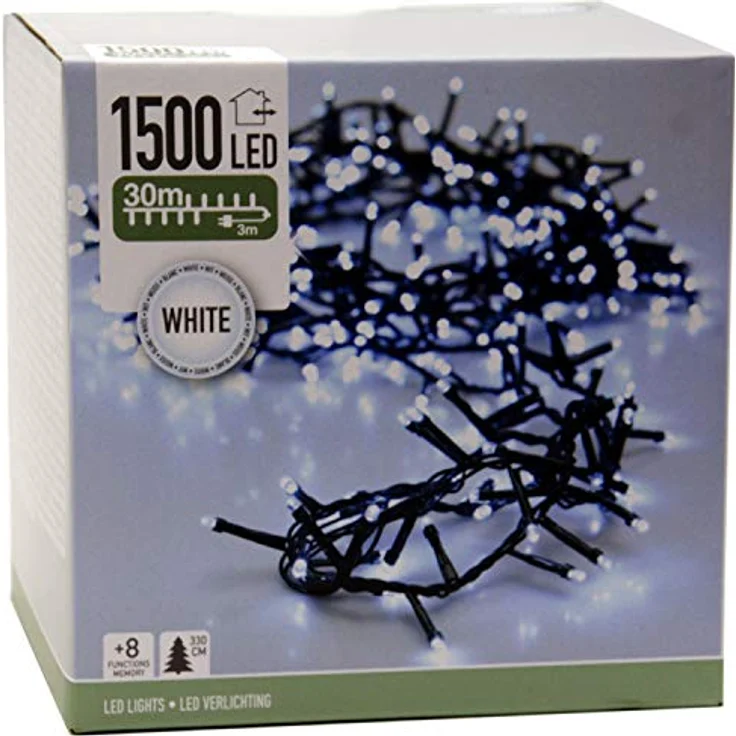 INtrenDU LED-Lichterkette Lichterkette 1500LED kaltweiß 30m, mit itegriertem Timer, Beleuchtungsprogrammen und Memoryfunktion – Bild 2