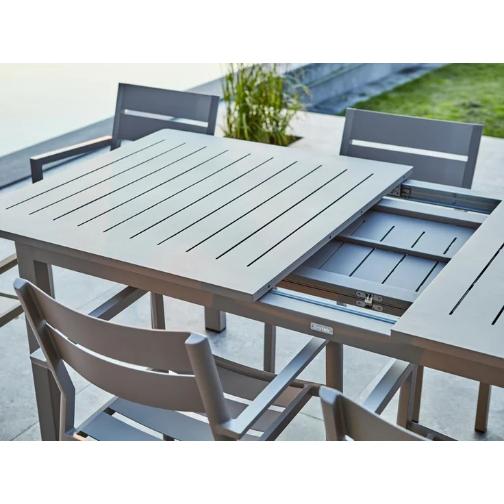 Gartenesstisch Lomma aus Aluminium, modern ausziehbar, Taupe, für 8-10 Personen – Bild 5