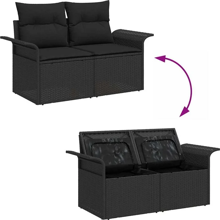 vidaXL Garten-Sofa-Set mit Speicher 6 pcs Schwarz Poly Rattan 3358060 – Bild 10