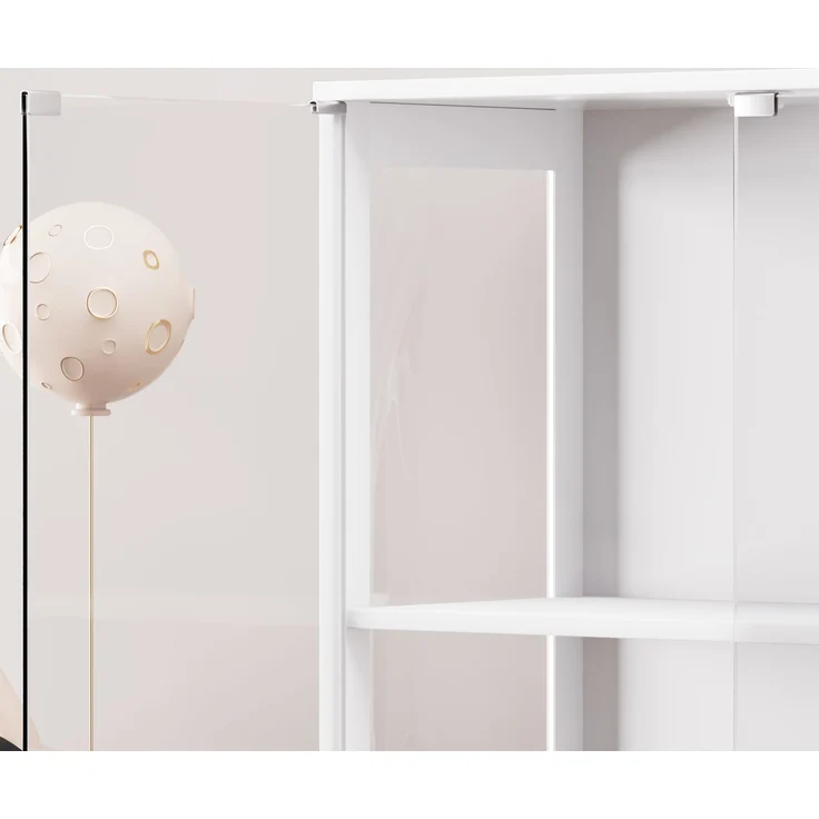 Glasvitrine 80x35x165 cm in Weiß mit LED-Licht und Bewegungssensor – Bild 10
