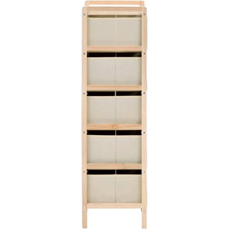 vidaXL Korb-Kommode mit 5 Stoffkörben Zedernholz Beige 32 x 26 x 93 cm (B x T x H) – Bild 3