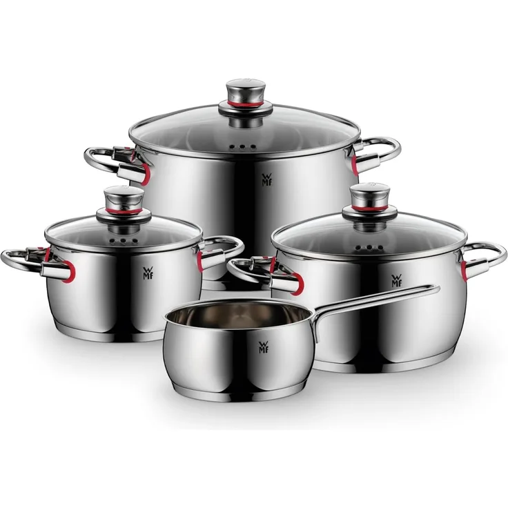 WMF Quality One Topfset 4-teilig aus rostfreiem Cromargan Edelstahl – Induktionsgeeignet mit Cool+ Technologie für komfortables Kochen in der Küche
