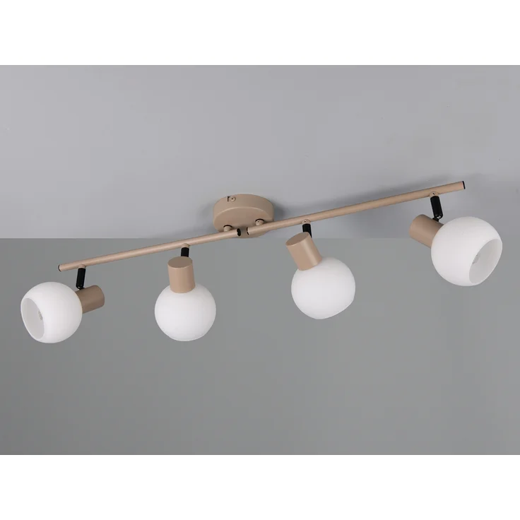 LED Deckenstrahler 4-flammig aus Metall in Beige mit Glasschirmen, Breite 70cm – Bild 6