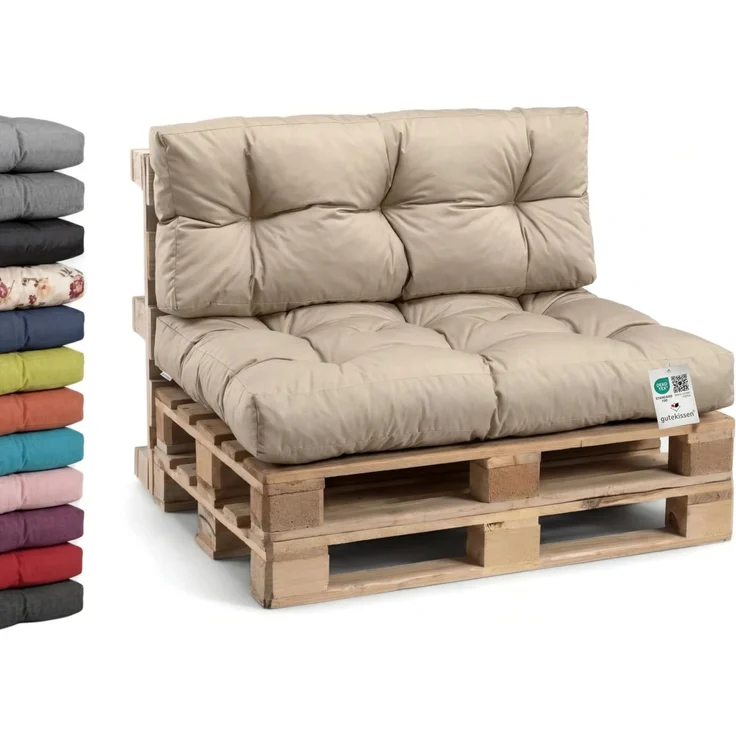 Gutekissen® Palettenkissen Wetterfest, Gartensofakissen, viele Farben und Größen PPI (Rückenlehne 120x40, Beige-wasserfestes)