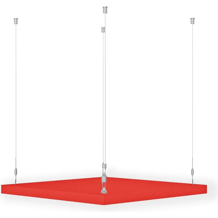 Rheinland Möbel FocusWall DAQ0404 – Quadratischer Akustik-Deckenabsorber 40×40 cm in Stofffarbe Tortuga inkl. Chrom-Stahlseilen - Made in Germany - Klasse A, Stoffbezug, schwer entflammbar – Bild 3