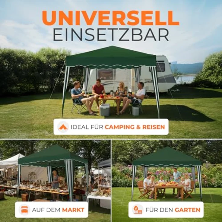 Faltpavillon 3x3 m - wasserdicht - ohne Seitenteile, grün – Bild 8