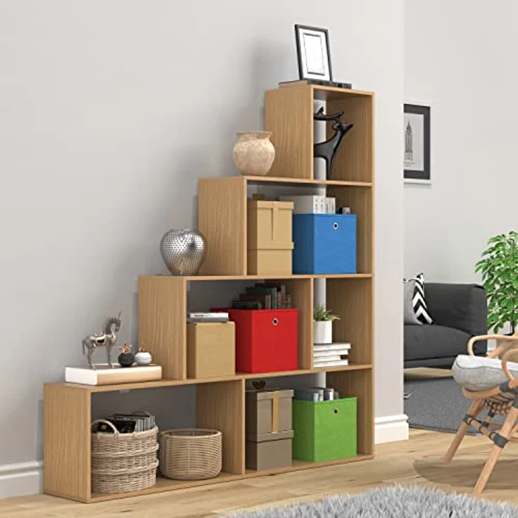 MID.YOU Regal Dubila, Bücherregal aus Holzwerkstoff in Buche, stehend, 155x163x29 cm – Bild 2