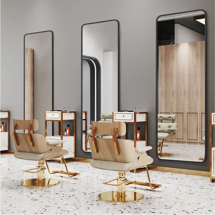 WDWRITTI Ganzkörperspiegel für Friseurladen Hotel Ganzkörperspiegel 180x80cm Spiegel groß Schwarz (Bodenspiegel Flurspiegel Rechteckig, mit Alurahmen), für Wohnzimmer Schlafzimmer Garderobe – Bild 1