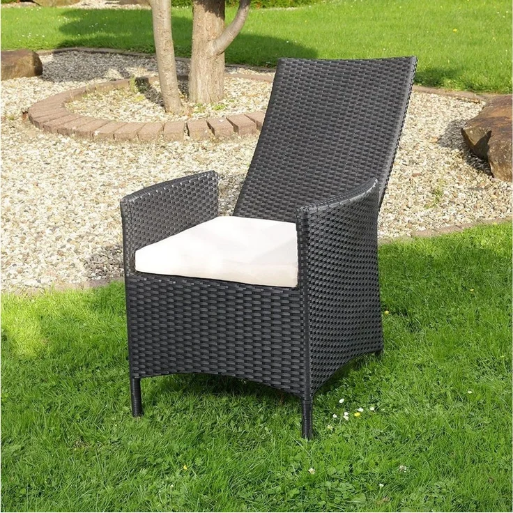 Melko Gartenstuhl Hochlehner Polyrattan mit Kissen Rattansessel Relaxstuhl (1 St), Hohe Rückenlehne mit Armlehnen, BezUG mit Reißverschluss zur Reinigung – Bild 2