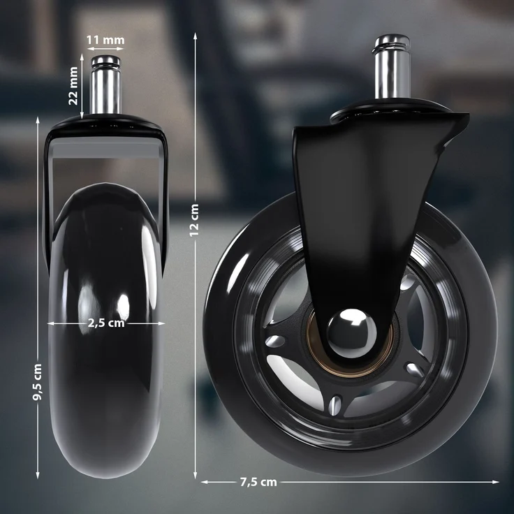 CLP 5er Set Hartbodenrollen,schwarz – Bild 2