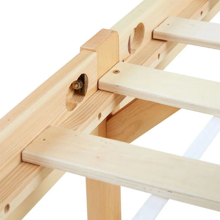 Einzelbett Holzbett 90x200 mit Lattenrost Natur Kiefer Bett Bettgestell Massivholz – Bild 10