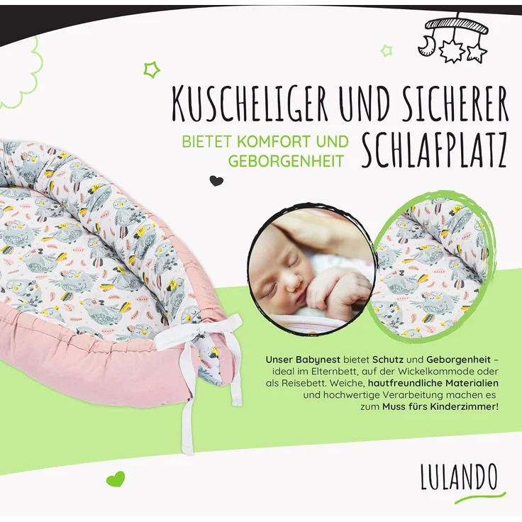 LULANDO® Babynest - Standard 100 von Oeko-Tex - multifunktionales Kuschelnest für Babys und Säuglinge - Nestchen - Reisebett - 100% Baumwolle - antiallergisch - hergestellt in der EU – Bild 4