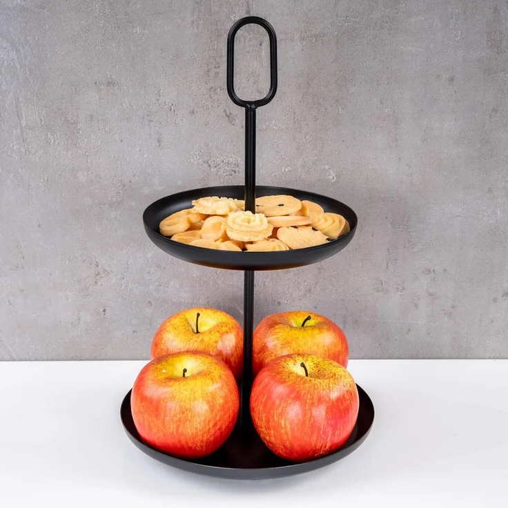 Levandeo® Etagere, Etagere 2 Ebenen H34cm Metall Schwarz Servierplatte Kuchenplatte – Bild 4