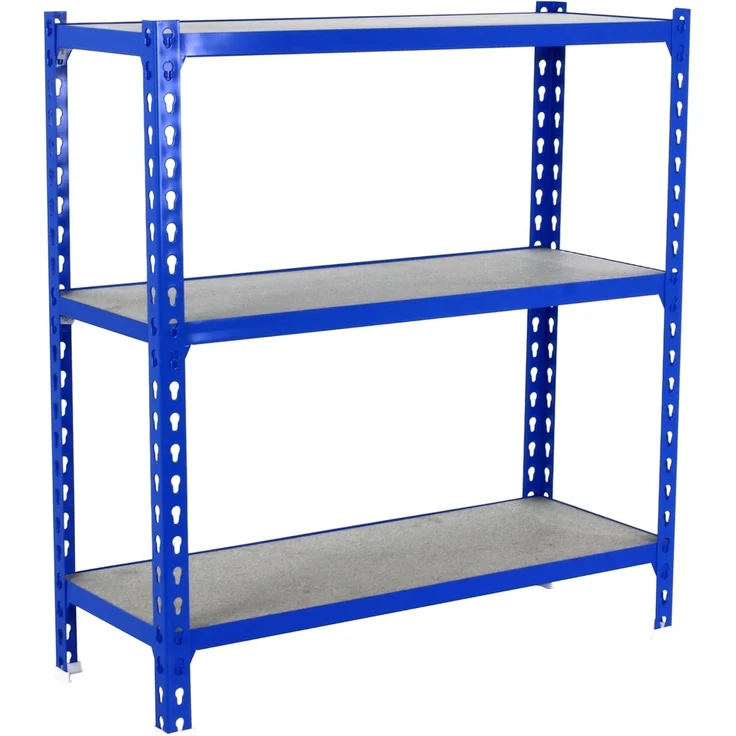 Simon Rack Schwerlastregal, 1000 x 1100 x 400 mm, Bis 200 kg Belastbar, 3 Verstellbare Ablagen, MDF-Platten, Kellerregal, Lagerregal, Blau/Holz - Simonclick – Bild 1