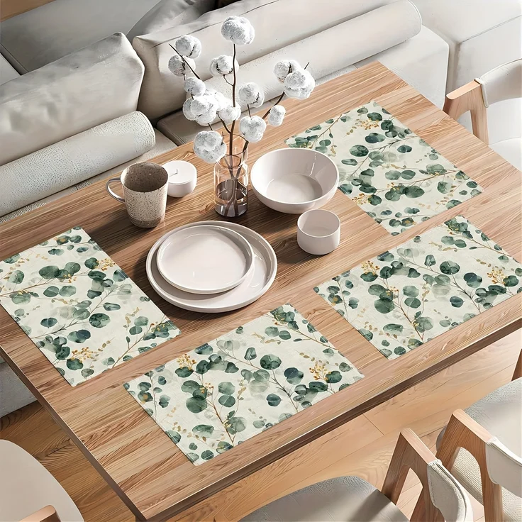 ABC Sommerliche eukalyptusgrüne Tischdecken, 30 x 45 cm, waschbar, für Frühlingsdekoration, Küche und Partys – Bild 2