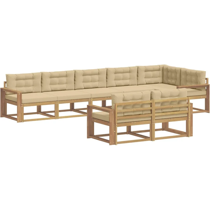 vidaXL Outdoor-Sofagarnitur 6 stk. 8-Sitzer Weiß und Beige Polyester 3386627 – Bild 2
