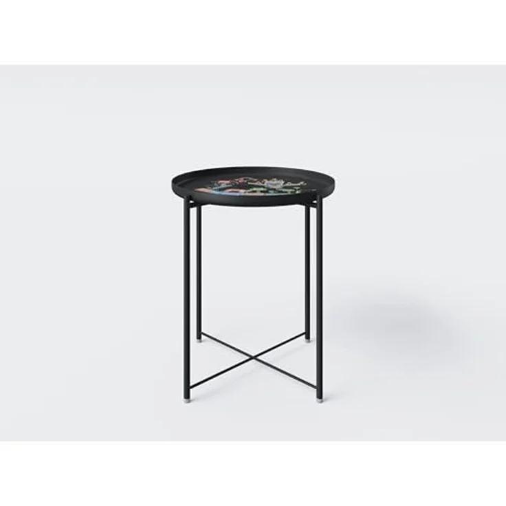 Minecraft Beistelltisch, rund, schwarz, Metall, 47x51x47 cm, mit abnehmbarem Tablett – Bild 3