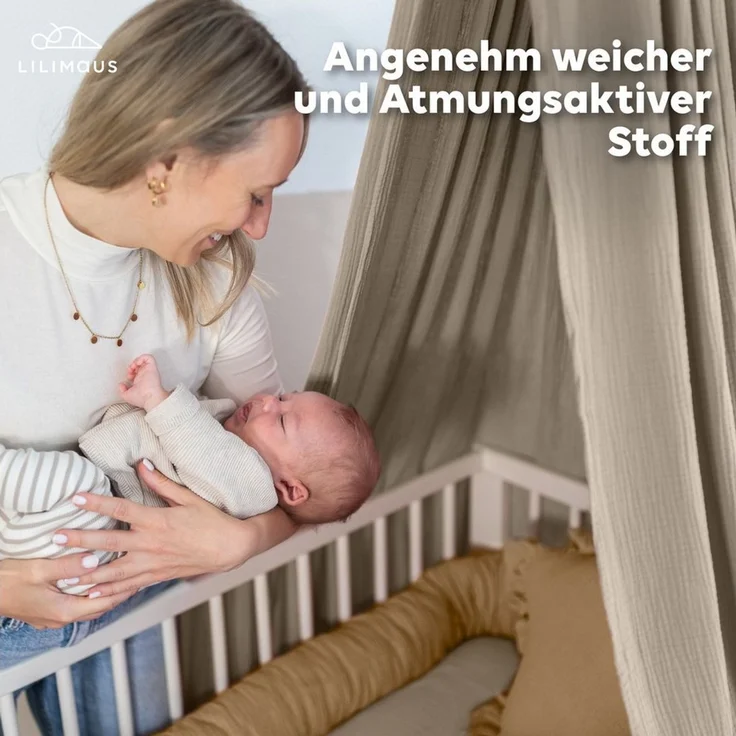 lilimaus Nestchenschlange Bettschlange Babybett aus Musselin Baumwolle - 12 Farben, (1-tlg), Bettschlange Babybett aus Musselin Baumwolle, kuschelig – Bild 3