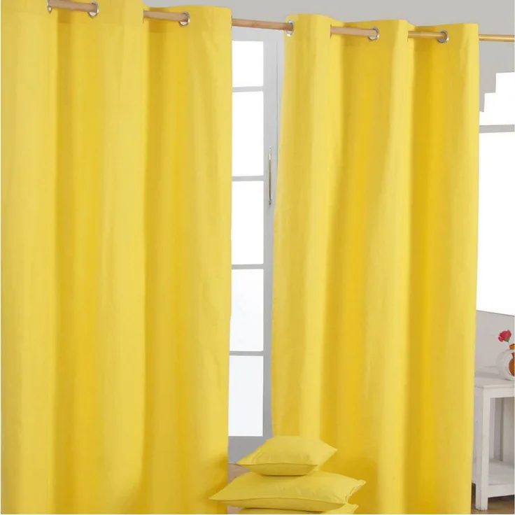 Homescapes Gardine Gardinen unifarben gelb 2er Set 117 x 137 cm