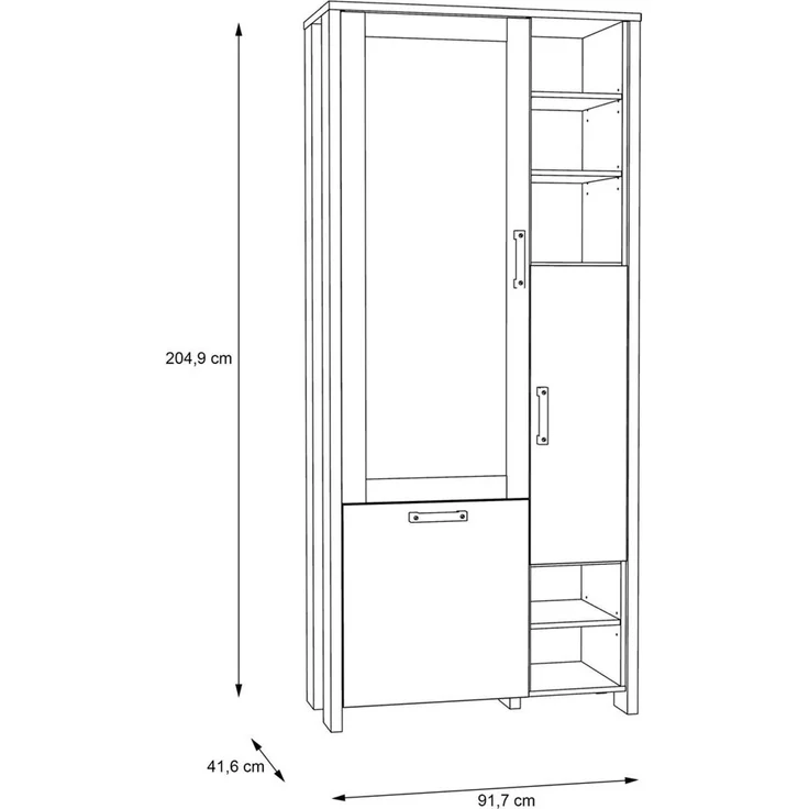 FORTE Clif Highboardvitrine, Holzwerkstoff, Grau/Braun, 91,6 x 205,4 x 41,4 cm – Bild 6