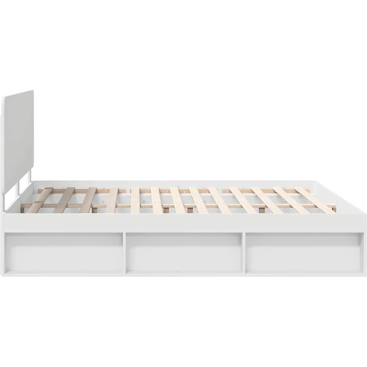 vidaXL Bettrahmen mit Kopfteil Weiß 200 x 200 cm Massives Kiefernholz 3412443 – Bild 7