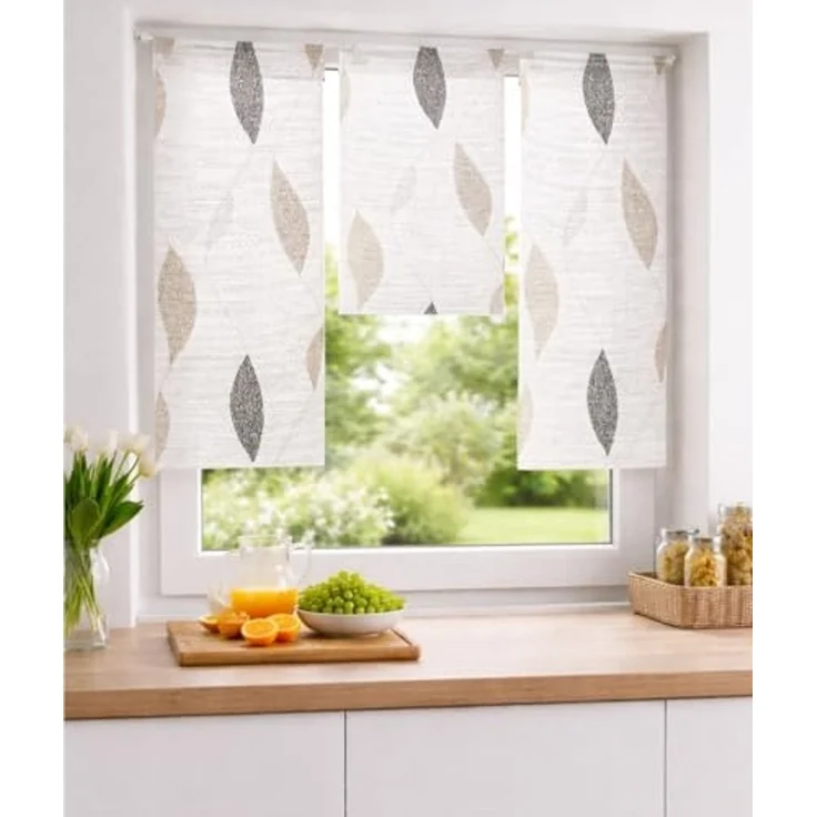 HOME WOHNIDEEN Scheibengardine (3 St), Stangendurchzug, halbtransparent – Bild 2