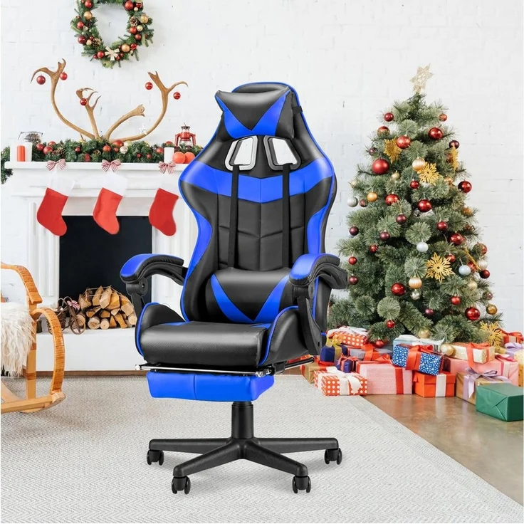 Ferghana Gaming-Stuhl Gaming Sessel mit Fußstütze,Kopfstütze,MassageLendenkissen (Packung), Ergonomisch Gaming Stuhl für Gamer YouTube Livestreaming Xbox – Bild 5