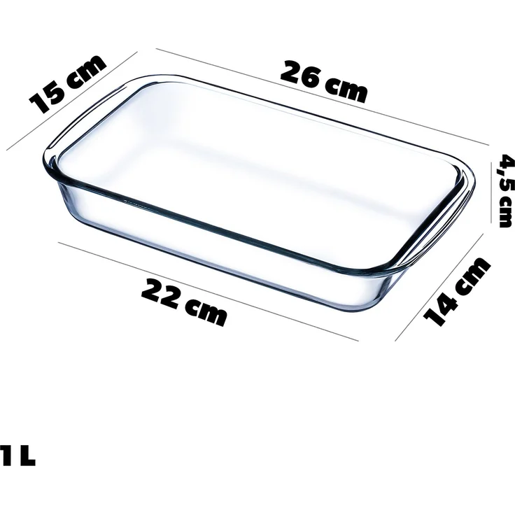 KADAX 1L rechteckige hitzebeständige Glasform, 2 Stück, klein, zum Backen – Bild 2