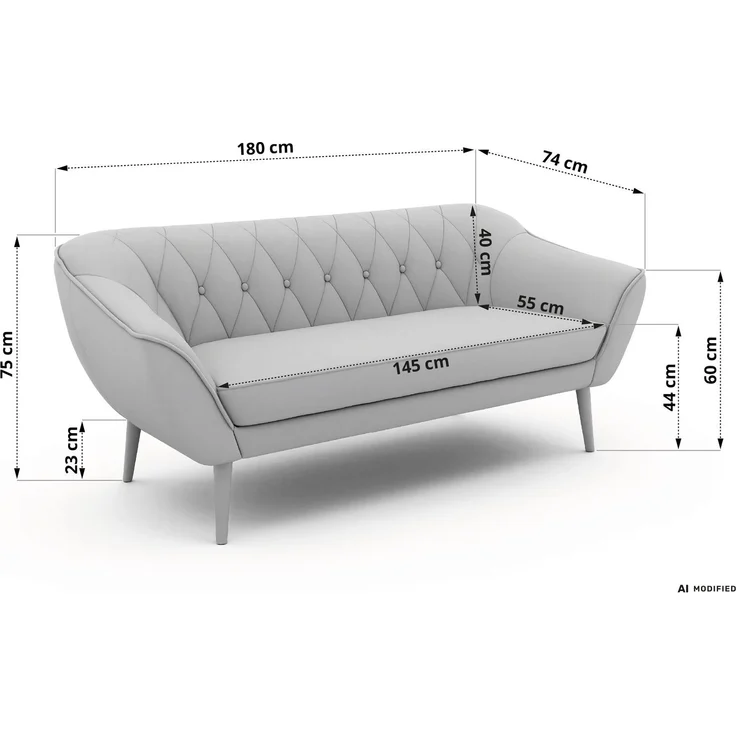 Wohnzimmerset Möbelset PIRS 3-3, Armlehnen, Wellenfederung, Buche Füße, Dreisitzer Sofa, Polstermöbel Set - Dunkelgrau Stukture – Bild 6