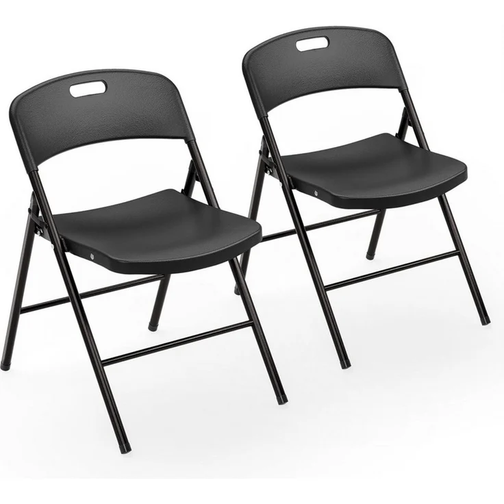VINGLI Klappstuhl 2er/4er/6er Set aus Kunststoff & Metallrahmen, Spritzguss, bis 158 kg (2 St), Tragbare Gartenstühle für Partys, Camping, Schule & Büro, Weiß/Schwarz – Bild 1