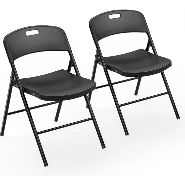 VINGLI Klappstuhl 2er/4er/6er Set aus Kunststoff & Metallrahmen, Spritzguss, bis 158 kg (2 St), Tragbare Gartenstühle für Partys, Camping, Schule & Büro, Weiß/Schwarz