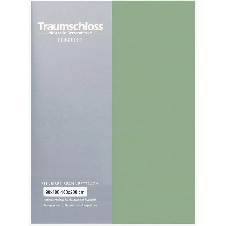 Traumschloss Spannbettlaken Biber, Gummizug: rundum, (1 Stück), Feinbiber, Salbei, 90-100x200