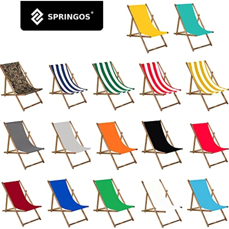 Springos Liegestuhl Buchenholz, klappbar und imprägniert, 3-stufig regulierbar, bis 120 kg belastbar, für Garten und Strand – Bild 8