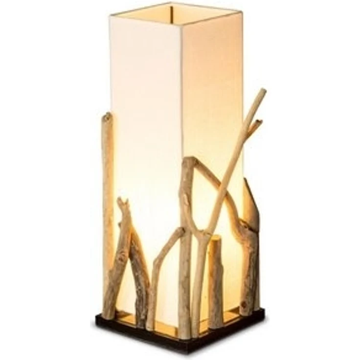 Levandeo® Nachttischlampe, Treibholzlampe H50cm Tischlampe Braun Beige Tischleuchte Design – Bild 6