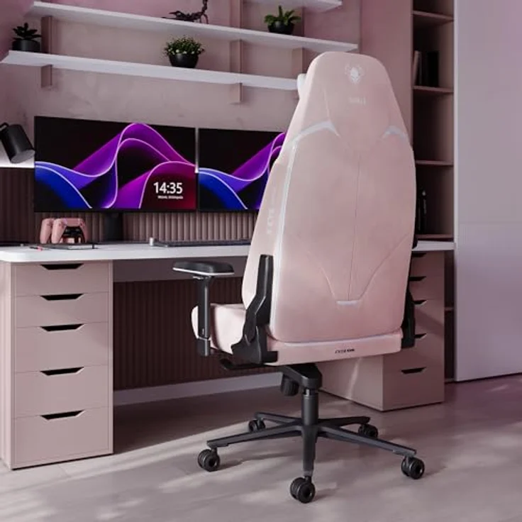 Diablo Ergonomischer Gaming Stuhl Stoff X.Eye Prime Pc Stuhl mit Magnet-Kopfstütze Gaming Sessel Kühlfunktion Gaming Stuhl Ergonomisch Strapazierfähiger Stoff Gaming Chair 140 kg Akira Pink – Bild 4