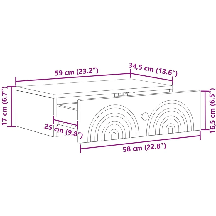 vidaXL Wandmontierter Beistelltisch Weiß 59 x 34,5 x 17 cm 898145 – Bild 9