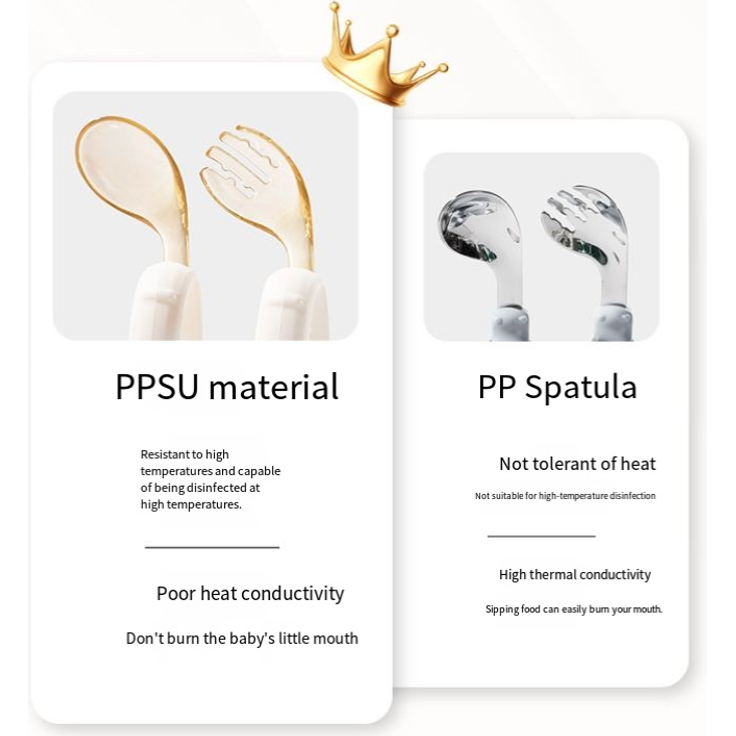 ABC Gabel und Löffel aus PPSU für Babys zum Essenlernen, Babylöffel zum Selbstfüttern, grün – Bild 3