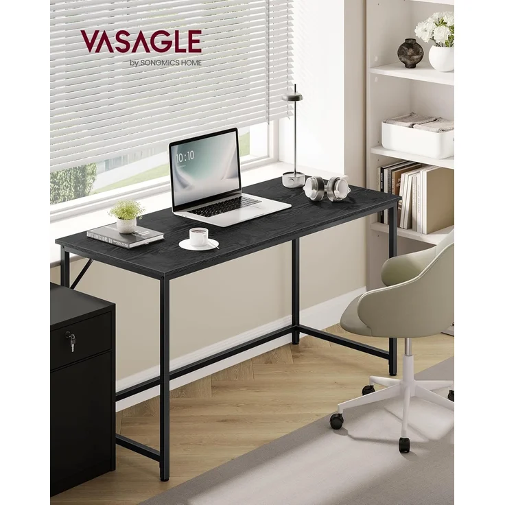 Vasagle Schreibtisch, Industrie-Design, Stahl, ebenholzschwarz-tintenschwarz, 140 x 60 x 76 cm – Bild 2