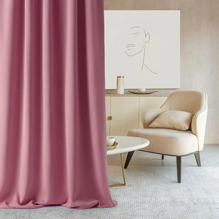 ROOM99 Vorhang mit Silberen Ösen Aura 140x250 cm Breite x Höhe Schiebegardinen Deko Modern Curtain Gardine Wohnzimmer Schlafzimmer Rosa, 1 Stück – Bild 2