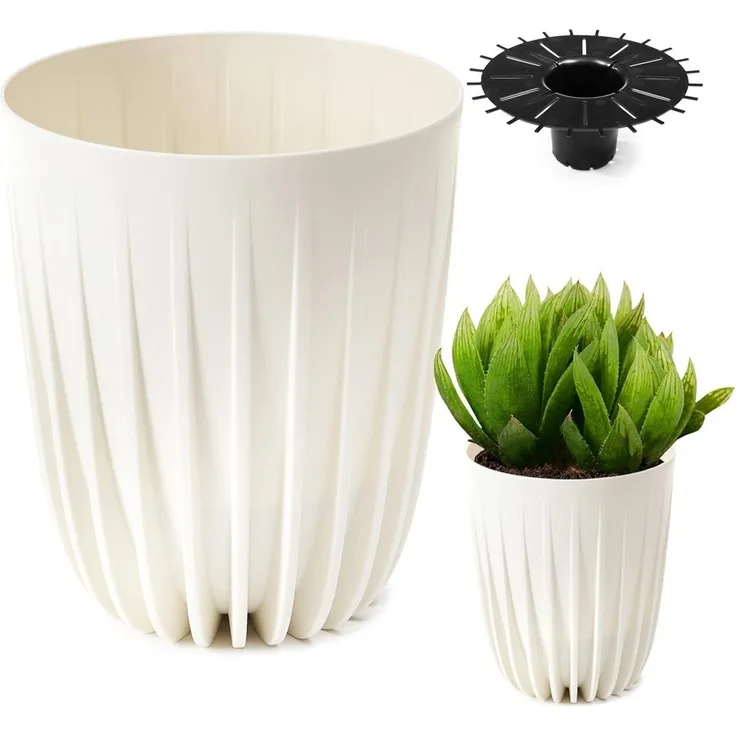 KONZEPT Blumentopf Hoher Blumentopf, Pflanzkübel Groß für Außen, Balkon, Übertopf mit Drainagesystem