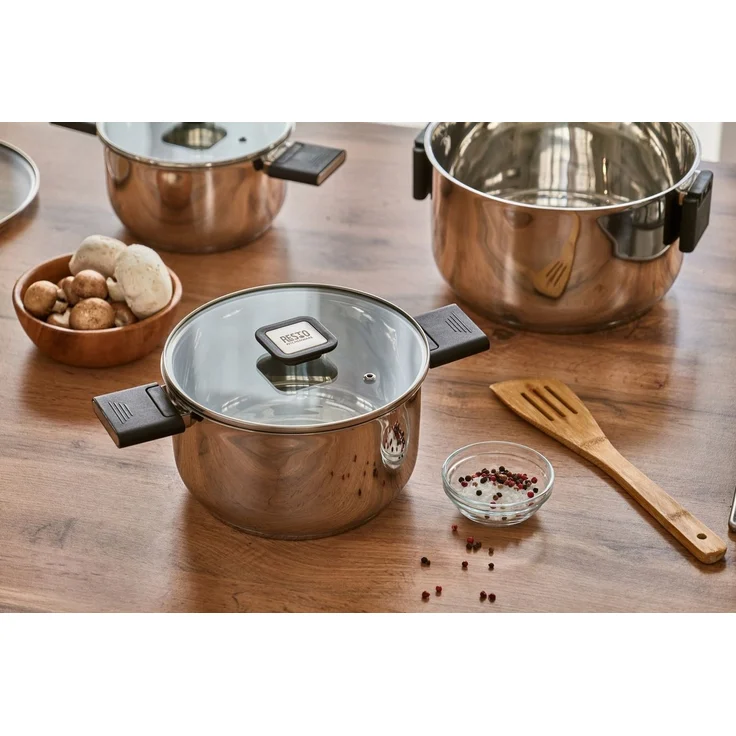 RESTO Kitchenware Kochtopf Anser, energiesparend und spülmaschinenfest, im Geschenkkarton, Edelstahl 18/10 (2-tlg), Geeignet für alle Herdarten, auch Induktion, mit klappbaren Griffen – Bild 2