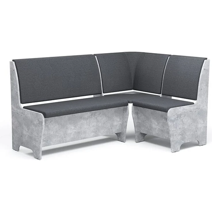 Rodnik Eckbank "Tunis", Grau, Betonoptik, Spanplatte, Sitze gepolstert, mit Stauraum, 150x120 cm – Bild 4