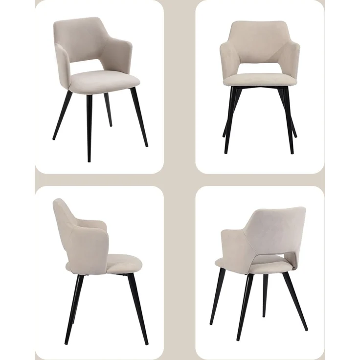 MEUBLE COSY Esstisch mit 6 Esszimmerstühle, Essgruppen, 7er-Set, Ausziehbarer Esstisch, Küchentisch mit 6 Essstühlen, Stahlgestell, für Esszimmer Küche Wohnzimmer, Schwarz + Beige – Bild 7
