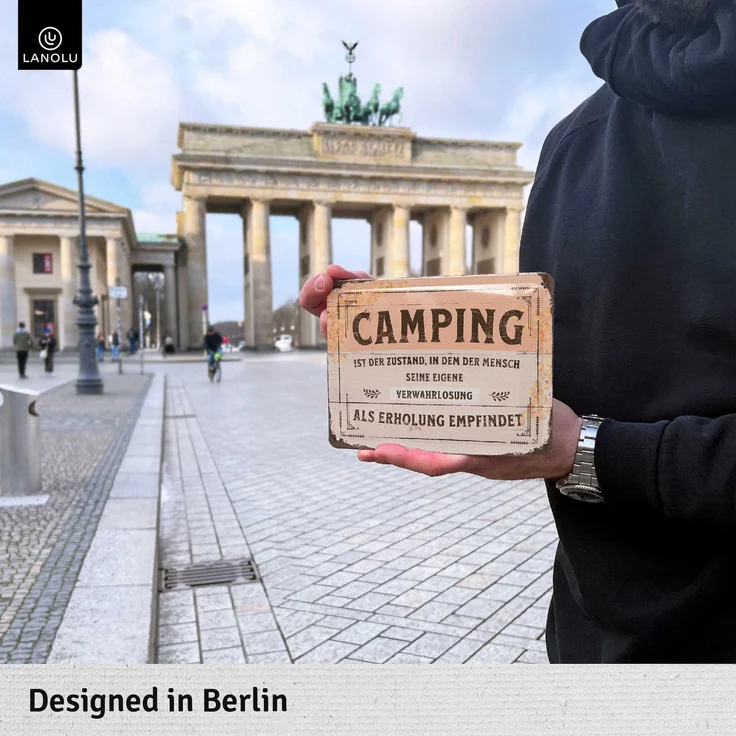 LANOLU Blechschild Camping Erholung - 15x20cm – Metall – Braun – 15209 – Bild 2