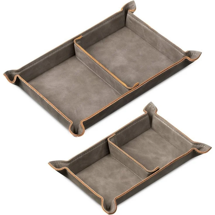 Navaris Organizer Lederschale aus Kunstleder - 2x Ablageschale - Organizer - grau (1 St) – Bild 1