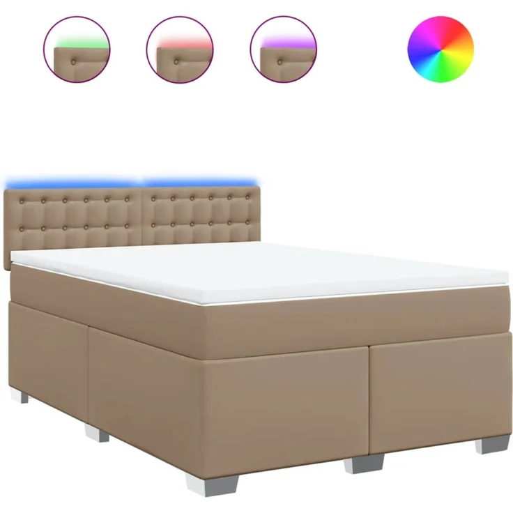 vidaXL Boxspringbett Matratze Cappuccino-Braun 160x200 cm Kunstleder 3288431 – Bild 2