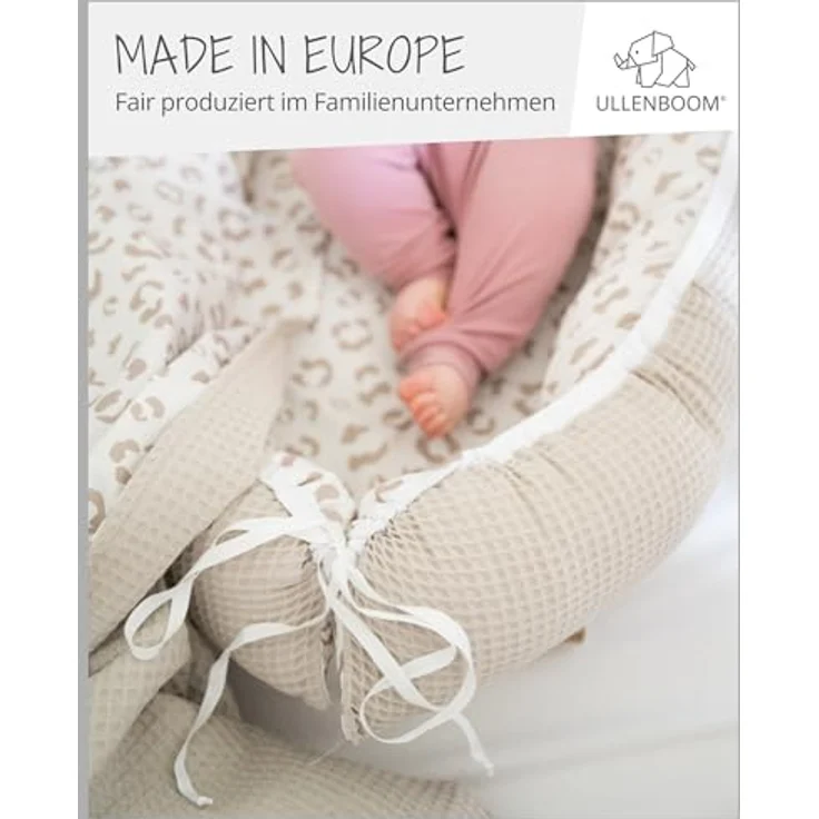 ULLENBOOM ® Bettnestchen Kuschelnest Baby 55x95 cm, kuscheliges Babynest, Made in EU, (1-tlg), Ideal für Neugeborene als Reisebett, Leo – Bild 5